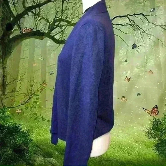 Eileen Fisher Linen Purple Cardigan - Picture 5 of 8